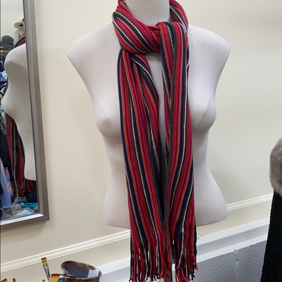 Coldwater Creek rayon blend multi color striped fringe scarf - Picture 1 of 5